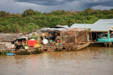 Photo for Living in poverty along the river in Cambodia Southeast Asia - Royalty Free Image