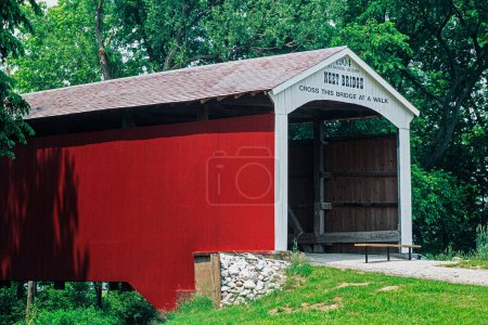 Photo for Neet Covered Bridge in Parke County Indiana was built in 1904 with a length of 126 feet over the Little Raccoon Creek. United States - Royalty Free Image