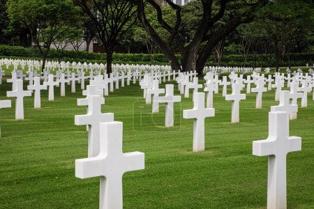 Téléchargez les photos : Le cimetière et mémorial américain de Manille où sont enterrés des membres des forces armées américaines et philippines qui ont été tués aux Philippines pendant la Seconde Guerre mondiale. Situé dans le métro de Manille, Philippines, Asie du Sud-Est - en image libre de droit