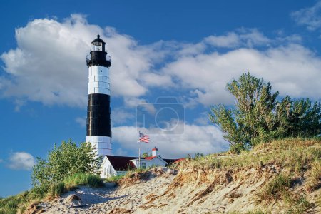 Téléchargez les photos : Big Sable Lighthouse, Ludington State Park Lake Michigan, Michigan, États-Unis, Amérique du Nord avec espace de copie - en image libre de droit