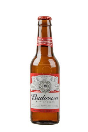 Photo for A bootle of delicious Budweiser Beer isolated on a white background with copy space - Royalty Free Image