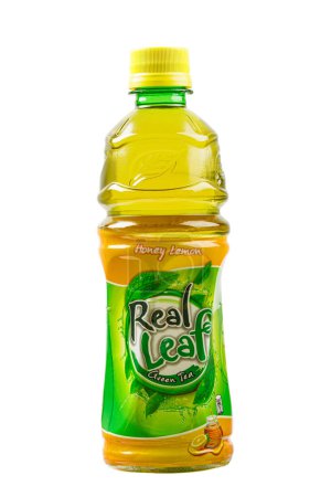 Foto de Primer plano de una botella de té verde de hoja real, que se vende solo en Filipinas, sudeste asiático con espacio para copias - Imagen libre de derechos