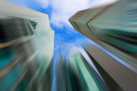 Photo for Skyscrapers rising up into the sky in the financial district of Hong Kong Island. with copy space Hong Kong. China - Royalty Free Image