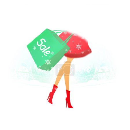 Téléchargez les photos : Winter shopping sale card - abstract raster illustration - en image libre de droit