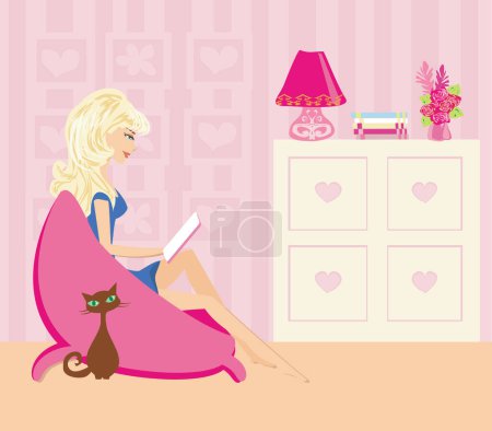 Illustration eines Mädchens beim Lesen eines Buches