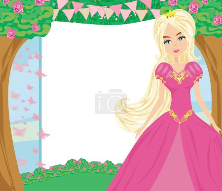 Téléchargez les photos : Invitation avec une belle princesse douce - cadre floral - en image libre de droit