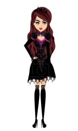 Téléchargez les photos : Belle Sexy Gothic Female Vampire - illustration, personnage isolé de l'arrière-plan - en image libre de droit