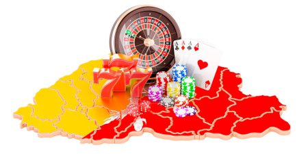 Téléchargez les photos : Casino et industrie du jeu dans le concept du Bhoutan, rendu 3D isolé sur fond blanc - en image libre de droit