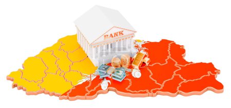 Téléchargez les photos : Système bancaire au Bhoutan concept. rendu 3D isolé sur backgroun blanc - en image libre de droit