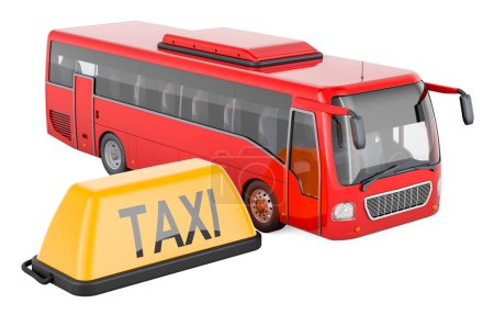 Photo for Bus Taxi service concept. 3D rendering isolated on white background - Royalty Free Image