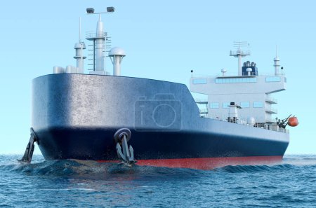 Photo for Oil tanker closeup, sailing in ocean. 3D rendering - Royalty Free Image