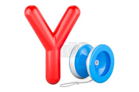 Photo for Kids ABC, Letter Y with yo-yo. 3D rendering isolated on white background - Royalty Free Image