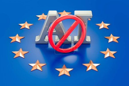 Téléchargez les photos : Réglementation de l'IA dans l'Union européenne, rendu 3D - en image libre de droit