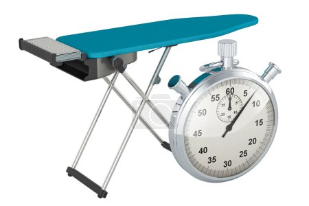Photo for Ironing Board with stopwatch, 3D rendering isolated on white background - Royalty Free Image