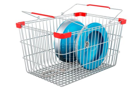 Photo for Yo-yo inside shopping basket, 3D rendering isolated on white background - Royalty Free Image
