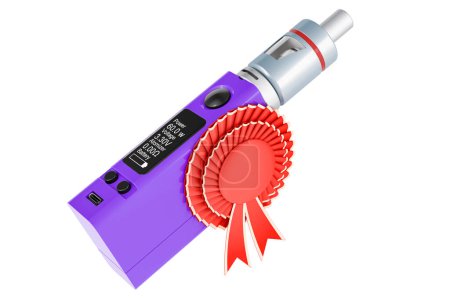 Téléchargez les photos : Box Mod e-cigarette avec badge de meilleur choix, rendu 3D isolé sur fond blanc - en image libre de droit
