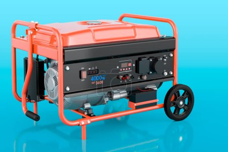 Photo for Gasoline Generator on blue backdrop, 3D rendering - Royalty Free Image