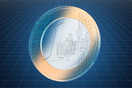 Photo for Visualization 3d cad model of euro coin, 3D rendering - Royalty Free Image