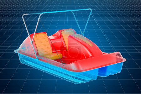 Foto de Visualización 3d cad modelo de barco de remo, renderizado 3D - Imagen libre de derechos