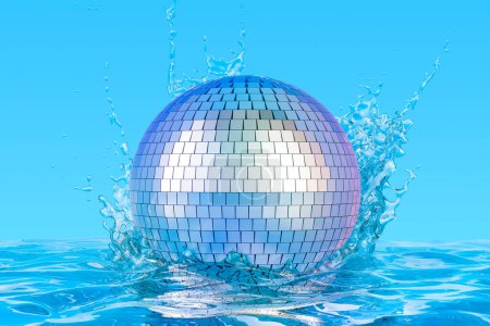Foto de Disco bola con salpicaduras de agua transparentes, renderizado 3D - Imagen libre de derechos