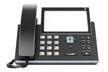 Foto de Teléfono IP con pantalla blanca, representación 3D aislada sobre fondo blanco - Imagen libre de derechos