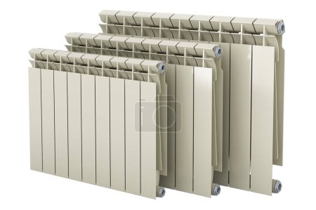 Photo for Set of heating radiators, 3D rendering isolated on white background - Royalty Free Image