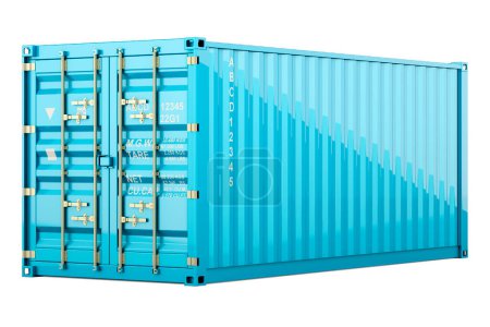 Blue cargo container. 3D rendering isolated on white background