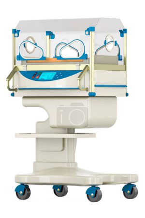 Foto de Incubadora neonatal, incubadora infantil. Representación 3D aislada sobre fondo blanco - Imagen libre de derechos