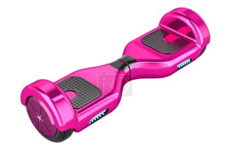 Téléchargez les photos : Hoverboard rose ou scooter auto-équilibrant, rendu 3D isolé sur fond blanc - en image libre de droit