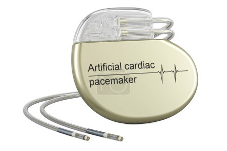 pacemaker cardiaque artificiel, pacemaker artificiel. rendu 3D isolé sur fond blanc