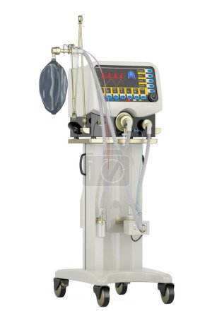 Foto de Ventilador mecánico médico, representación 3D aislada sobre fondo blanco - Imagen libre de derechos