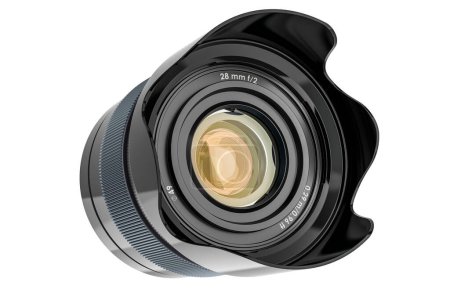 Large-Aperture Wide-Angle Lens, photography camera lens. 3D rendering isolated on white background