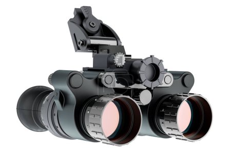 Dual Tube Nachtsichtbrille. Nachtsichtbrille mit digitalem Infrarotsystem, 3D-Rendering isoliert auf weißem Hintergrund 