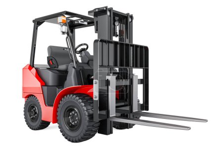 Photo for Forklift, industrial truck, lift truck, forklift truck, 3D rendering isolated on white background - Royalty Free Image