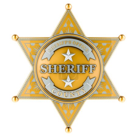Photo for Sheriff Star Badge, front view. 3D rendering isolated on white background - Royalty Free Image