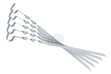 Photo for Metal skewers, 3D rendering isolated on white background - Royalty Free Image