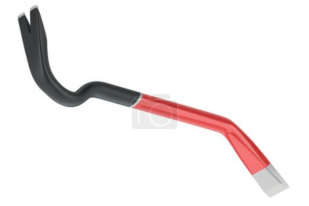 Photo for Crowbar, Pry Bar with Angled Chisel End, Forged Steel Construction. 3D rendering isolated on white background - Royalty Free Image