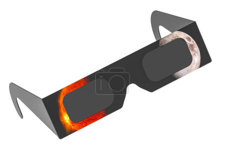 Foto de Gafas de Eclipse Solar, primer plano. Representación 3D aislada sobre fondo blanco - Imagen libre de derechos