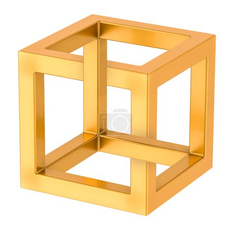Photo for Impossible cube optical illusion. 3D rendering isolated on white background - Royalty Free Image