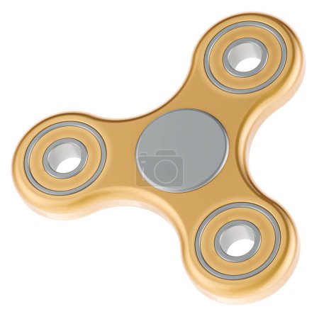 Photo for Golden fidget spinner, 3D rendering  isolated on white background - Royalty Free Image