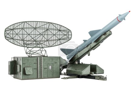 Photo for Missile Defence Systems. Anti aircraft defence system. 3D rendering isolated on white background - Royalty Free Image