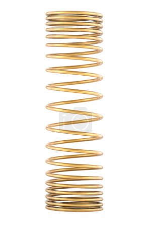 Photo for Golden or copper helical coil spring, 3D rendering isolated on white background - Royalty Free Image