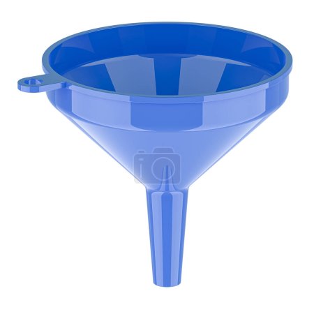 Foto de Embudo de plástico azul, renderizado 3D aislado sobre fondo blanco - Imagen libre de derechos