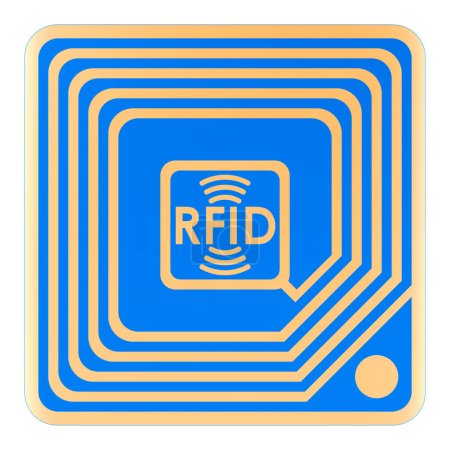 Foto de Etiqueta RFID, representación 3D aislada sobre fondo blanco - Imagen libre de derechos