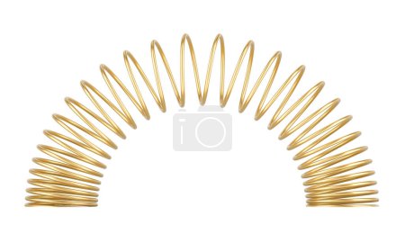 Photo for Golden, copper helical coil spring, 3D rendering isolated on white background - Royalty Free Image