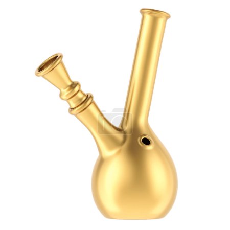 Téléchargez les photos : Gold Bong, bong pour fumer. rendu 3D isolé sur fond blanc - en image libre de droit