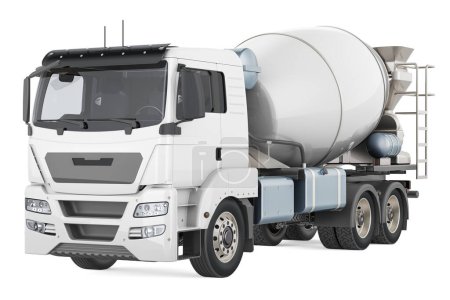 Téléchargez les photos : Camion malaxeur à ciment, camion à béton. rendu 3D isolé sur fond blanc - en image libre de droit