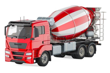 Foto de Camión de hormigón, camión mezclador de cemento. Representación 3D aislada sobre fondo blanco - Imagen libre de derechos