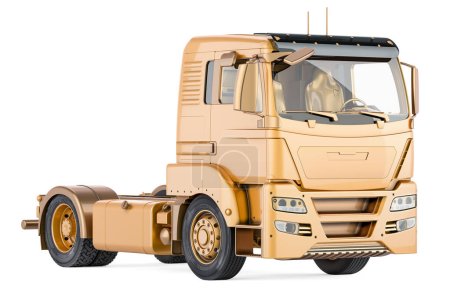 Unidad de Tractores Dorados, unidad de camiones. Representación 3D aislada sobre fondo blanco