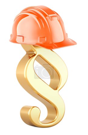 Section symbol with orange hard hat, 3D rendering isolated on white background